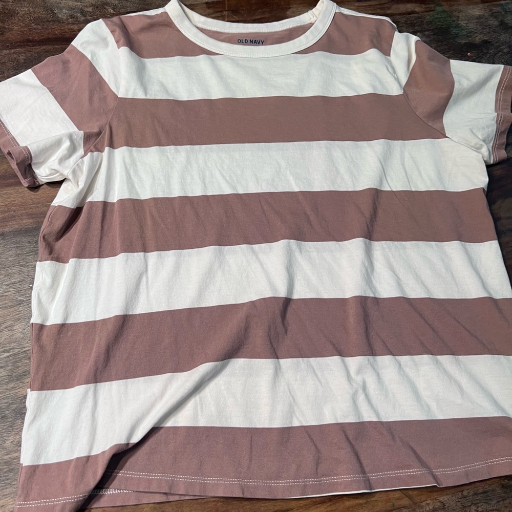 Old Navy women’s ' Brown and White Striped Tee